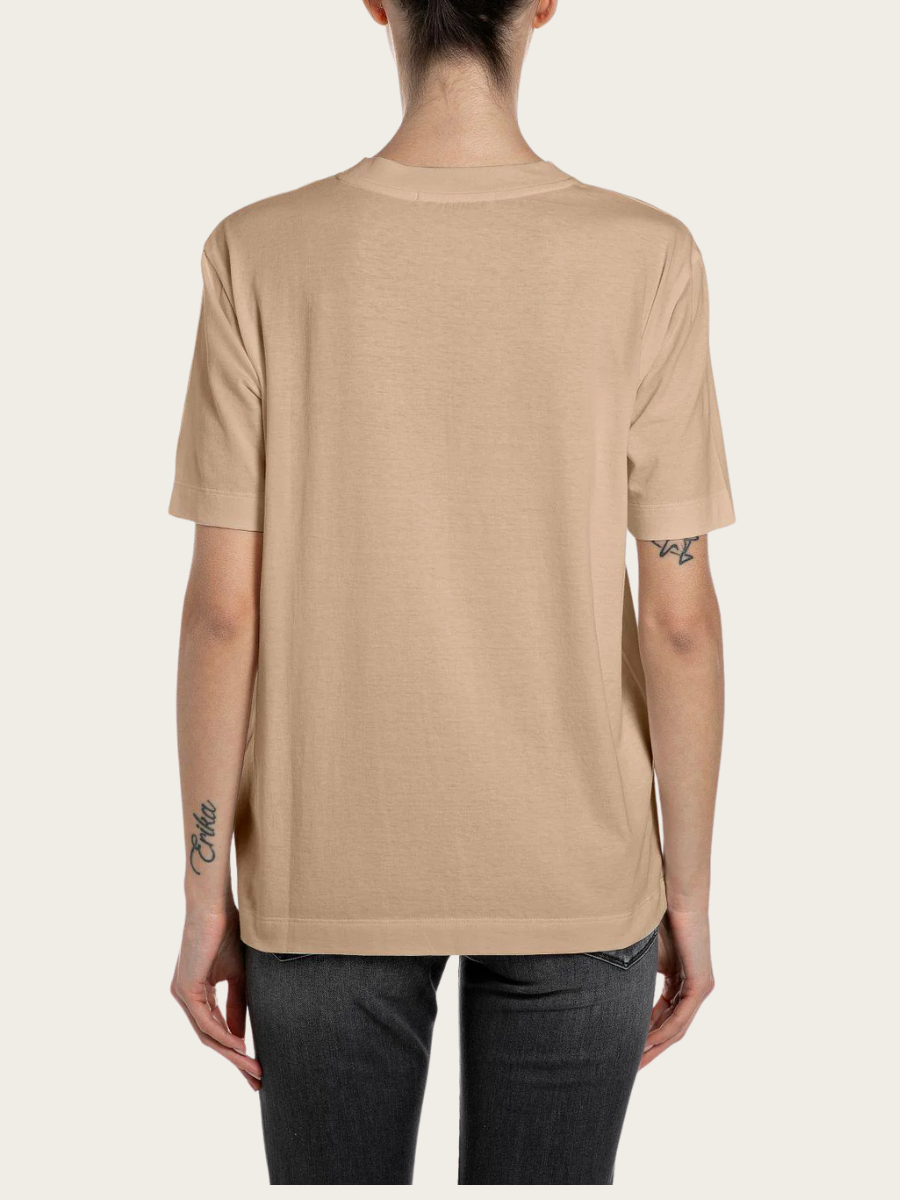 BOXY COTTON T-SHIRT W/MAXI PRINT, SAND