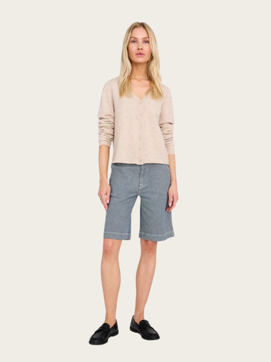 GILLY FRENCH SHORTS BLUE OCEAN STRIPE, DENIM BLUE