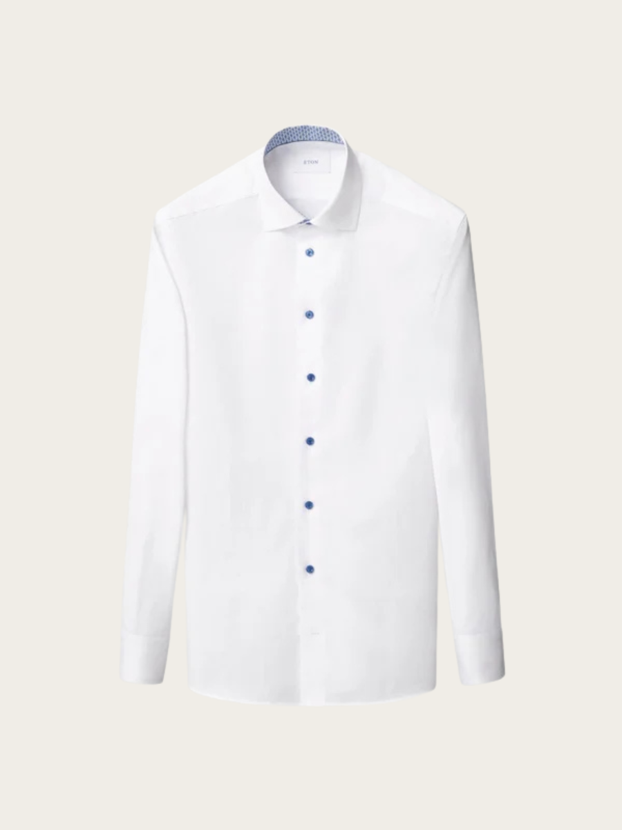 FLORAL EFFECT SIGNATURE TWILL SHIRT, CONTEMP, WHITE