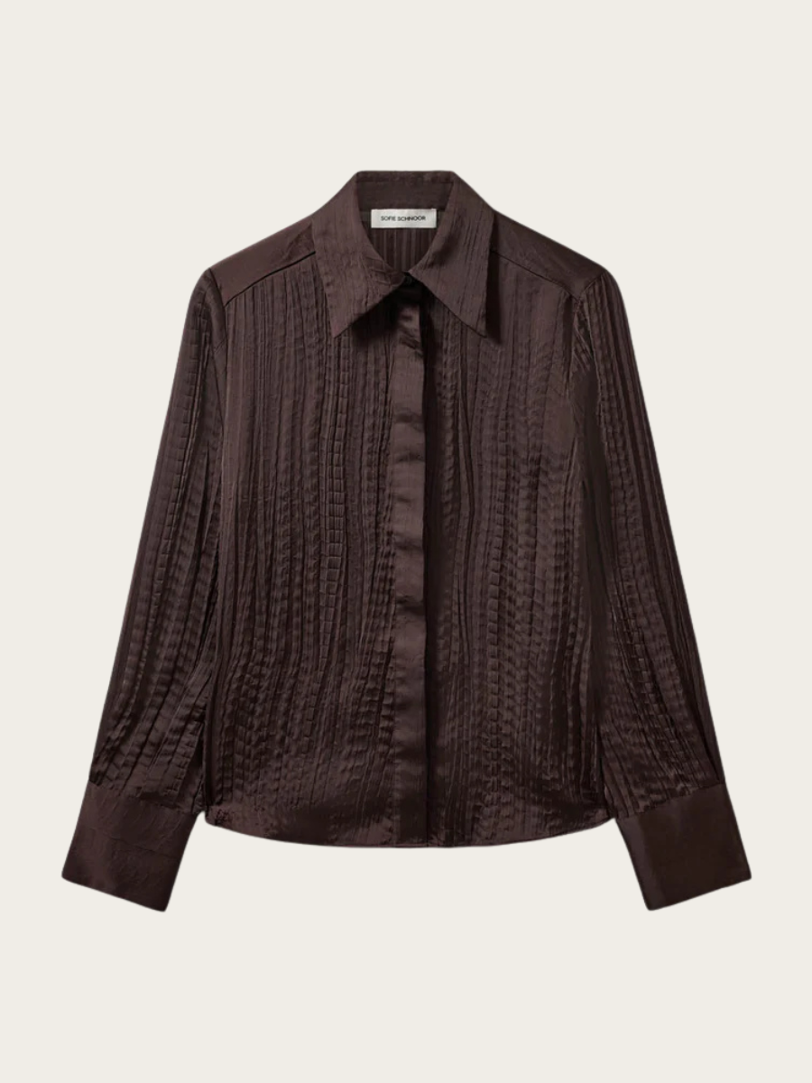 WILDA FITTED SHIRT, DARK BROWN