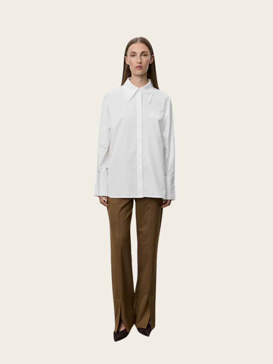 PERLA POPLIN SHIRT, OFF WHITE