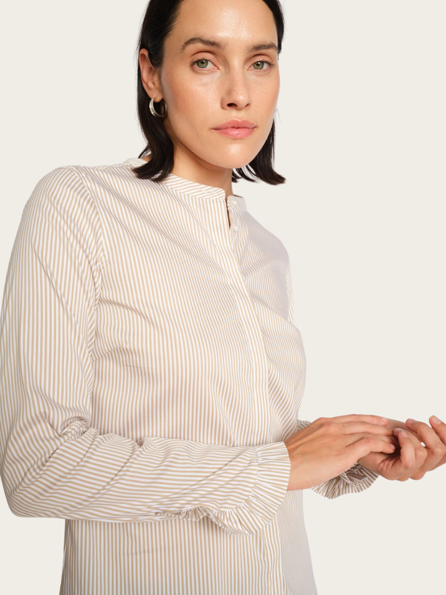 MATTIE STRIPE SHIRT, SAFARI