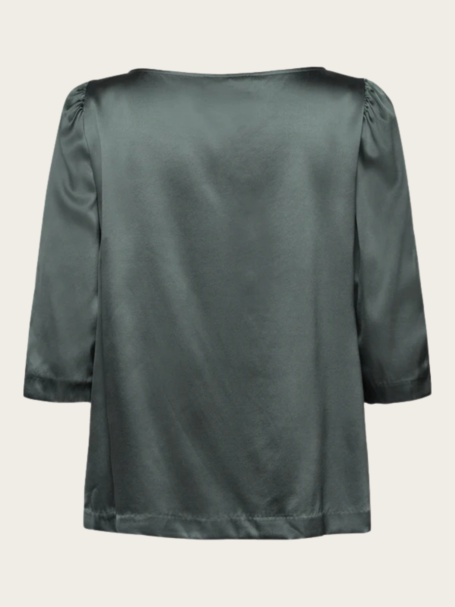 JADE SILK BOATNECK BLOUSE, BALSAM GREEN