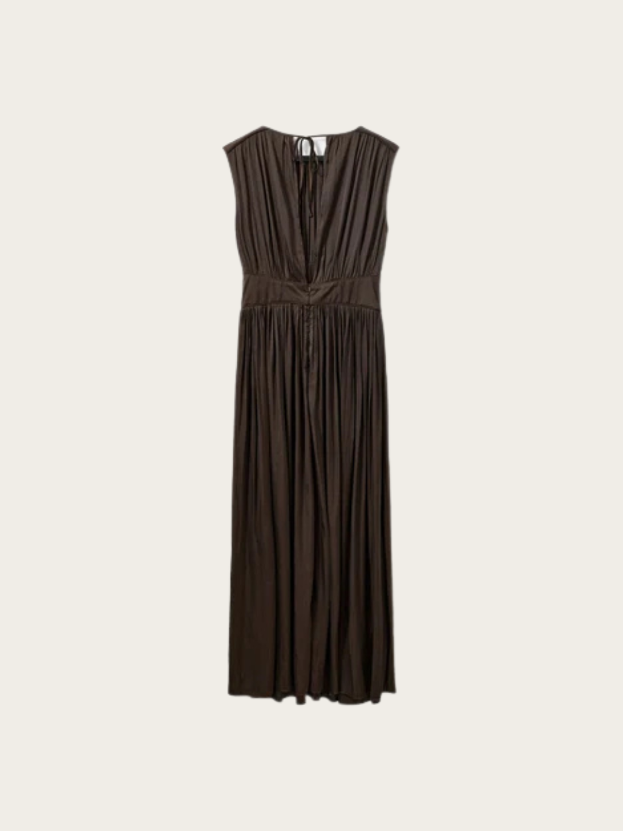 LIN MAXI DRESS, INTENSE BROWN