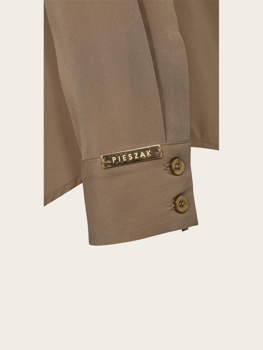 PERCY SILK SHIRT, LEAD BROWN