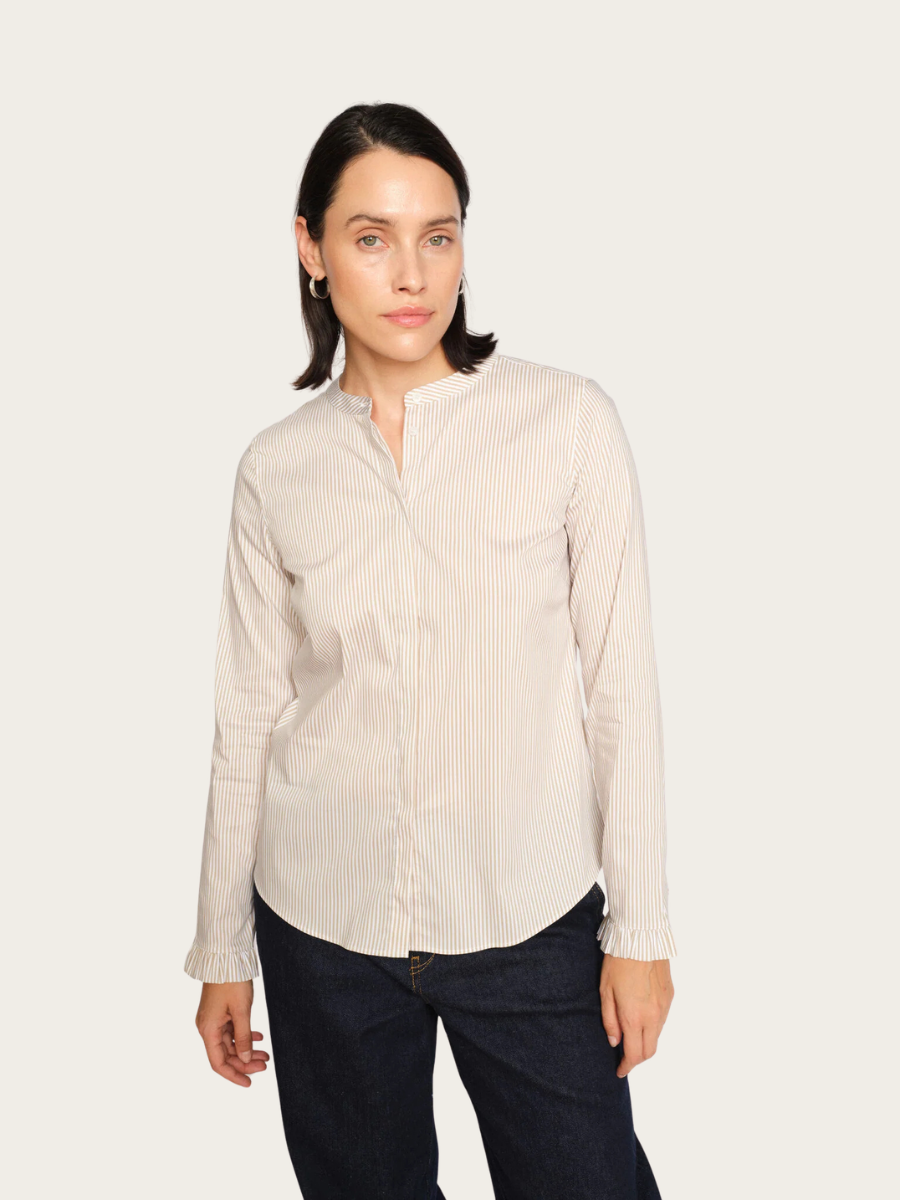 MATTIE STRIPE SHIRT, SAFARI
