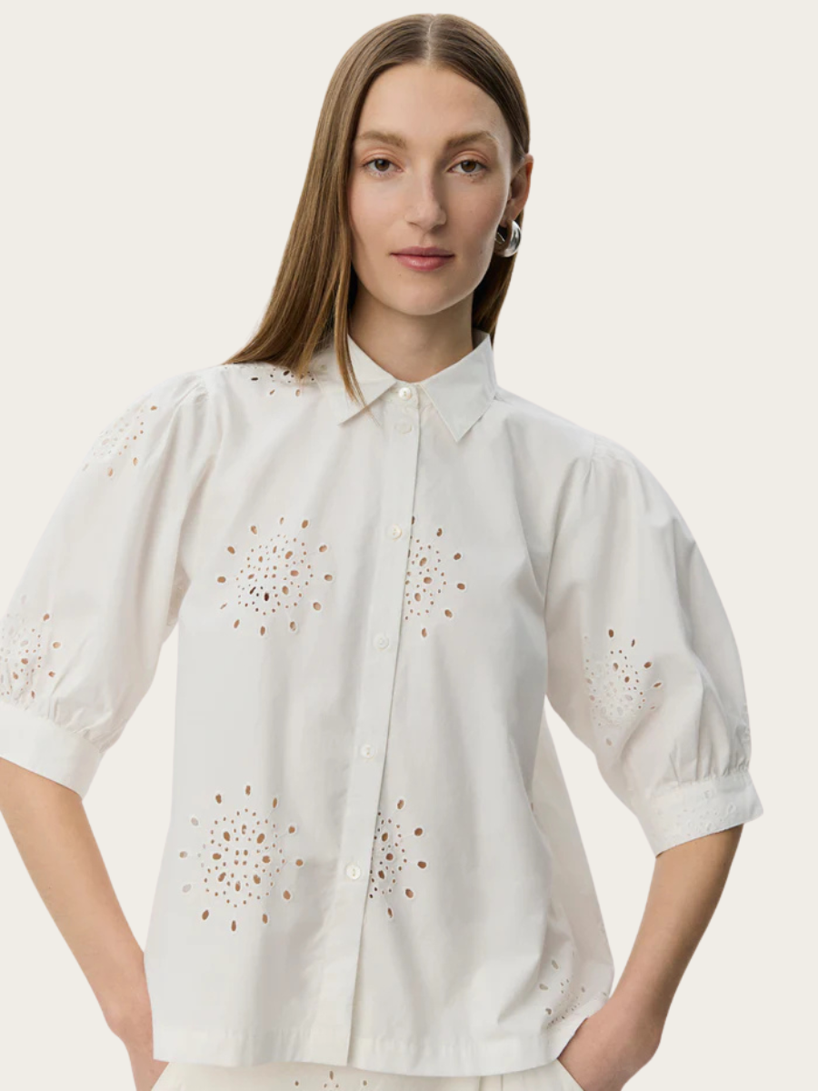 ALESSIA BRODERIE ANGLAISE SHIRT, SNOW WHITE
