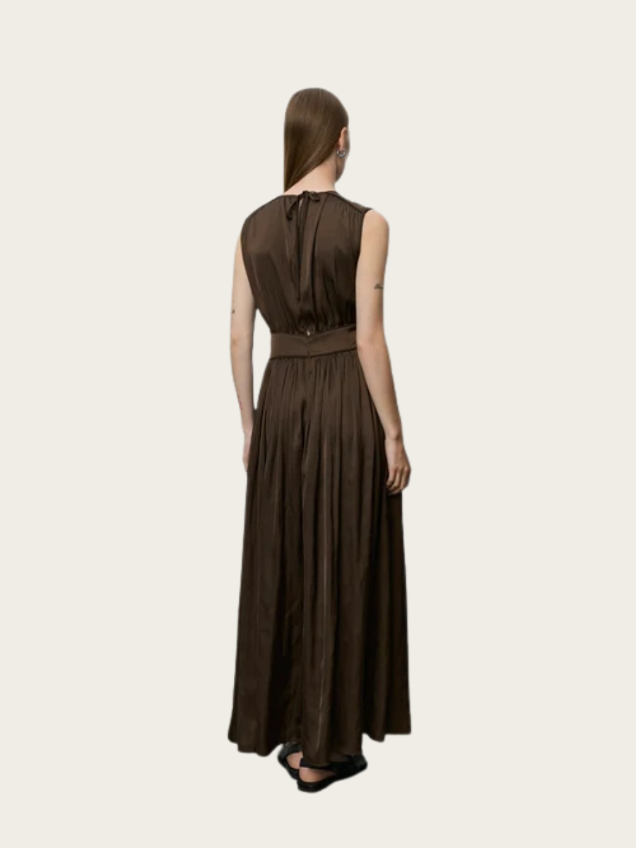 LIN MAXI DRESS, INTENSE BROWN