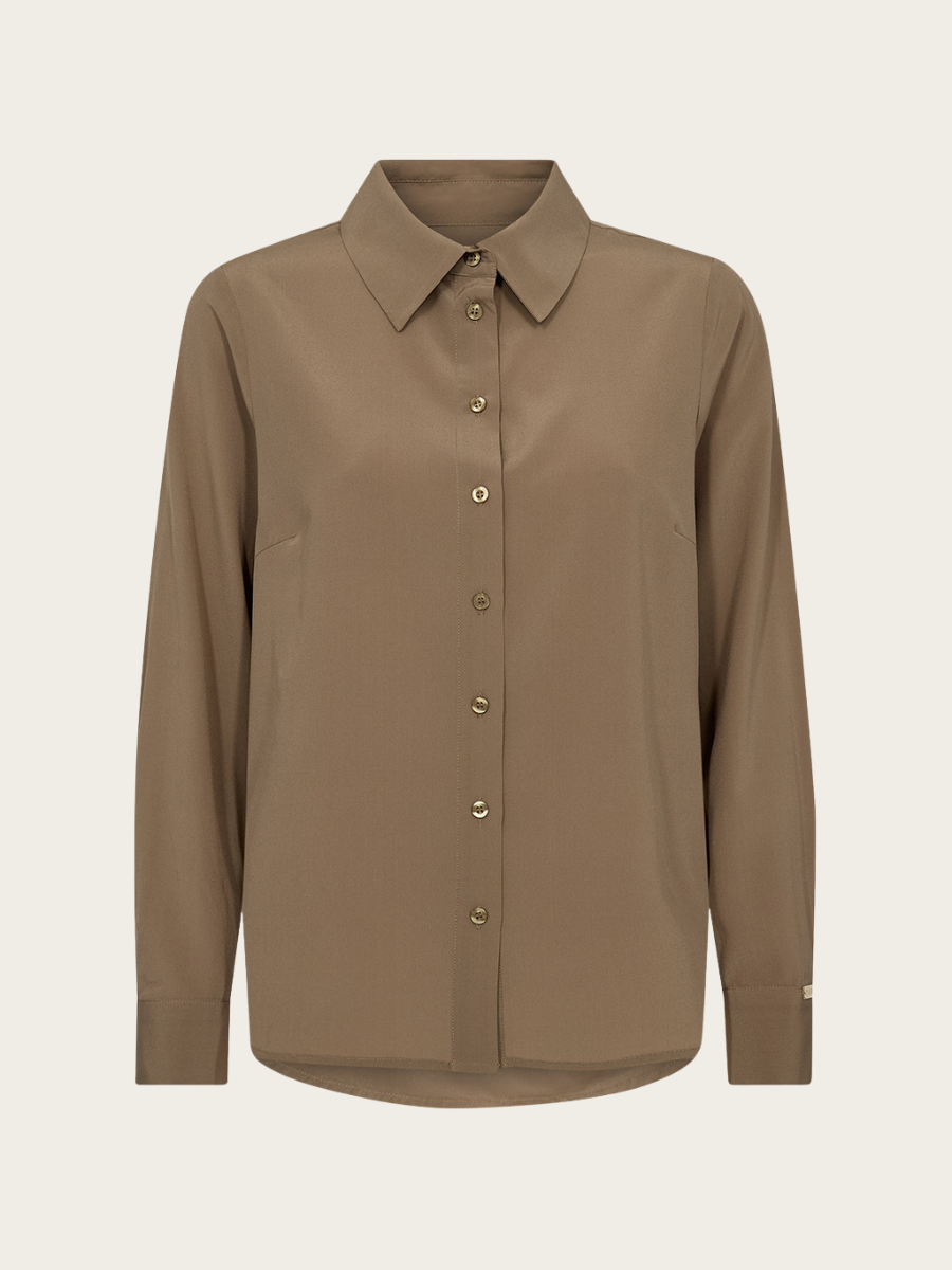 PERCY SILK SHIRT, LEAD BROWN
