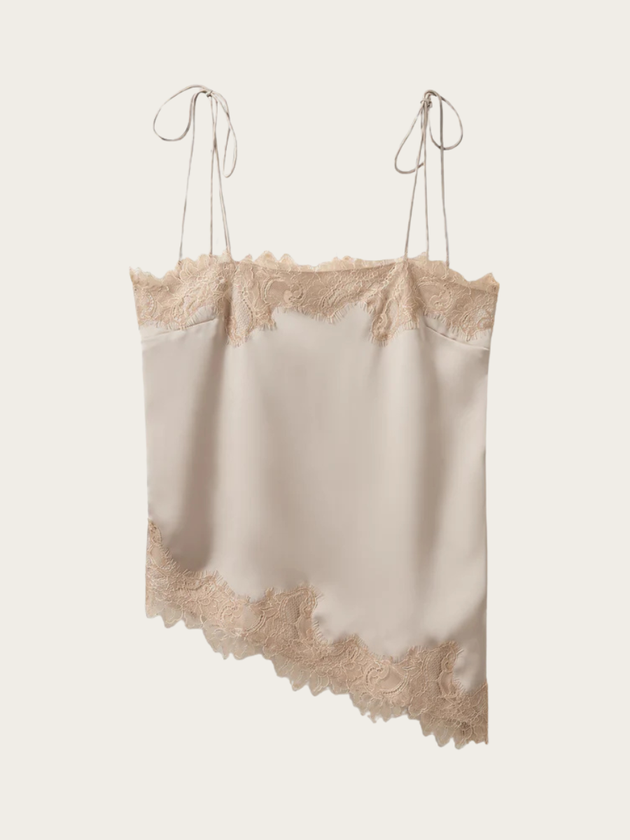 VIRA LACE DETAILED TOP, FEATHER GRAY