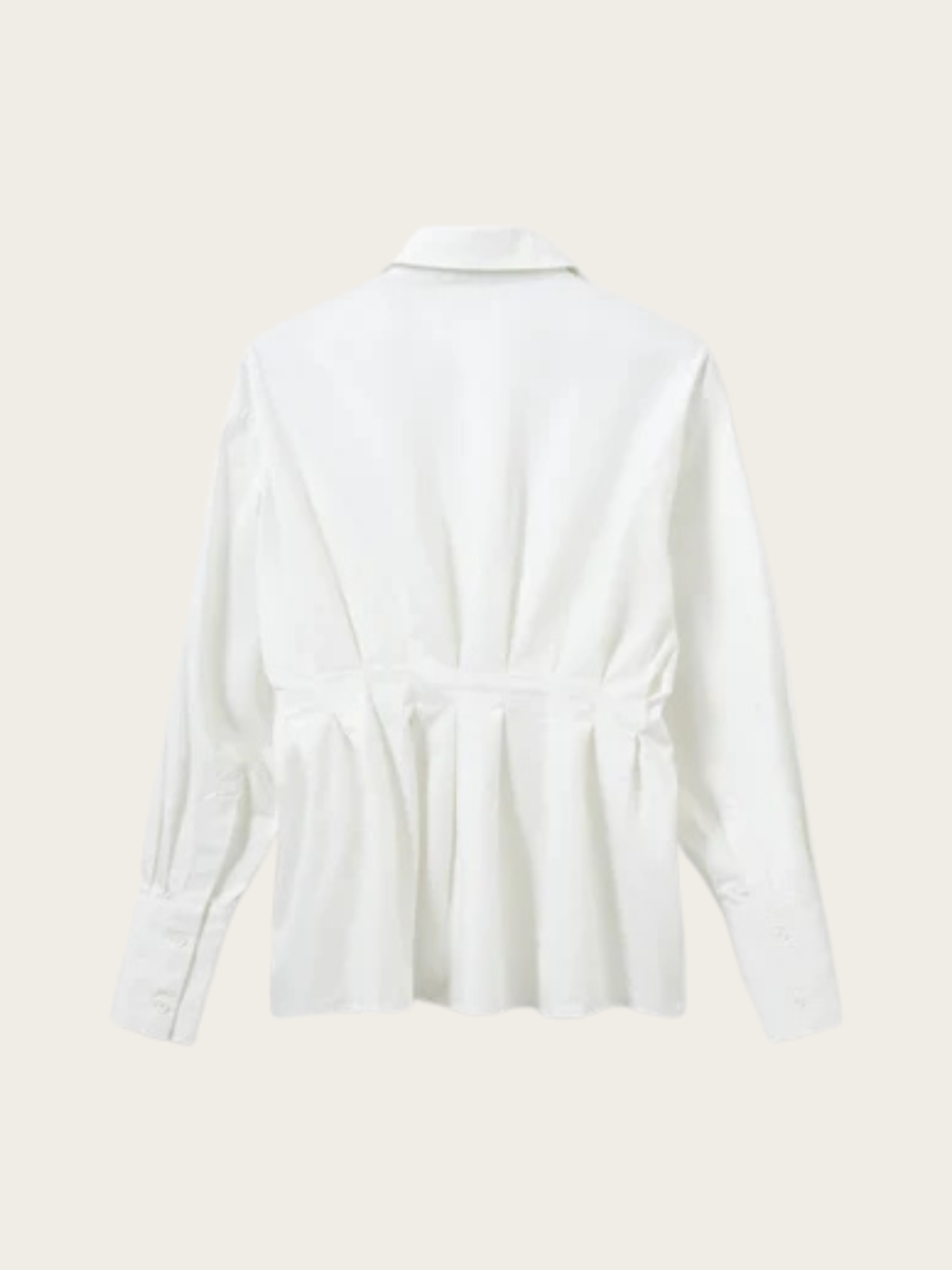 MIKRA FITTED SHIRT W/PLEATS, OFF WHITE