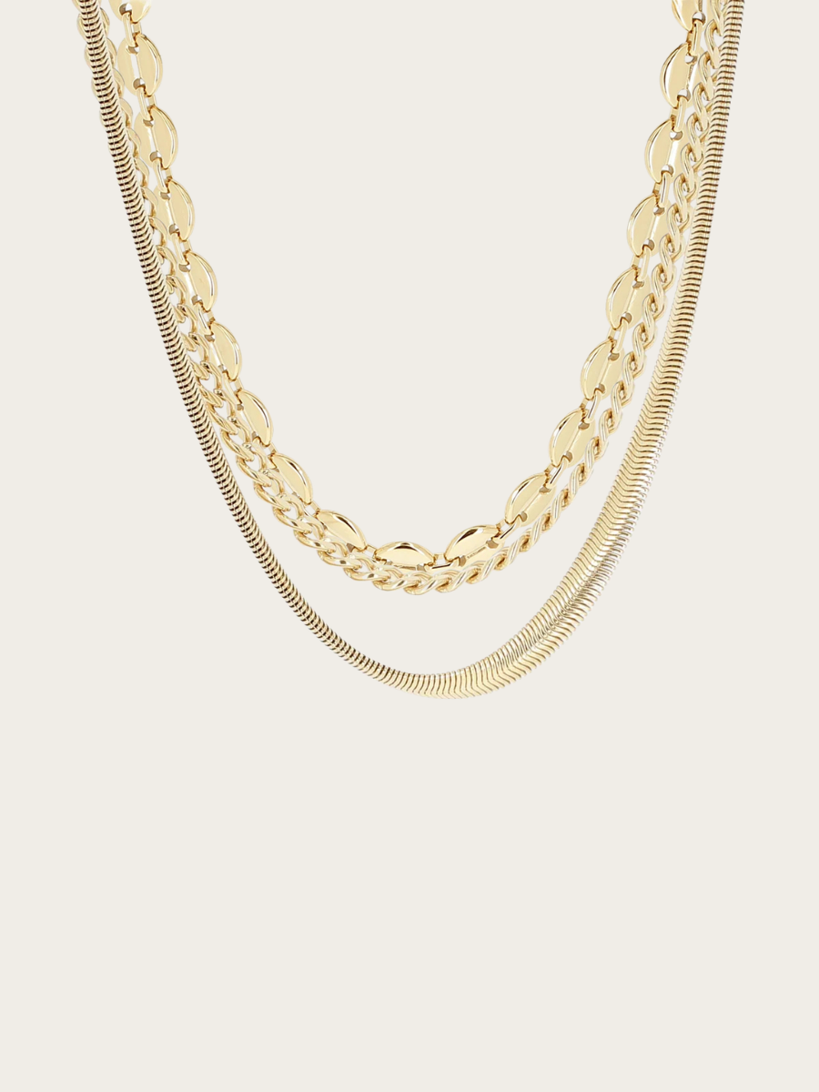 MULTI NECKLACE, GOLDPLATED