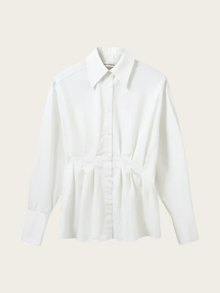 MIKRA FITTED SHIRT W/PLEATS, OFF WHITE