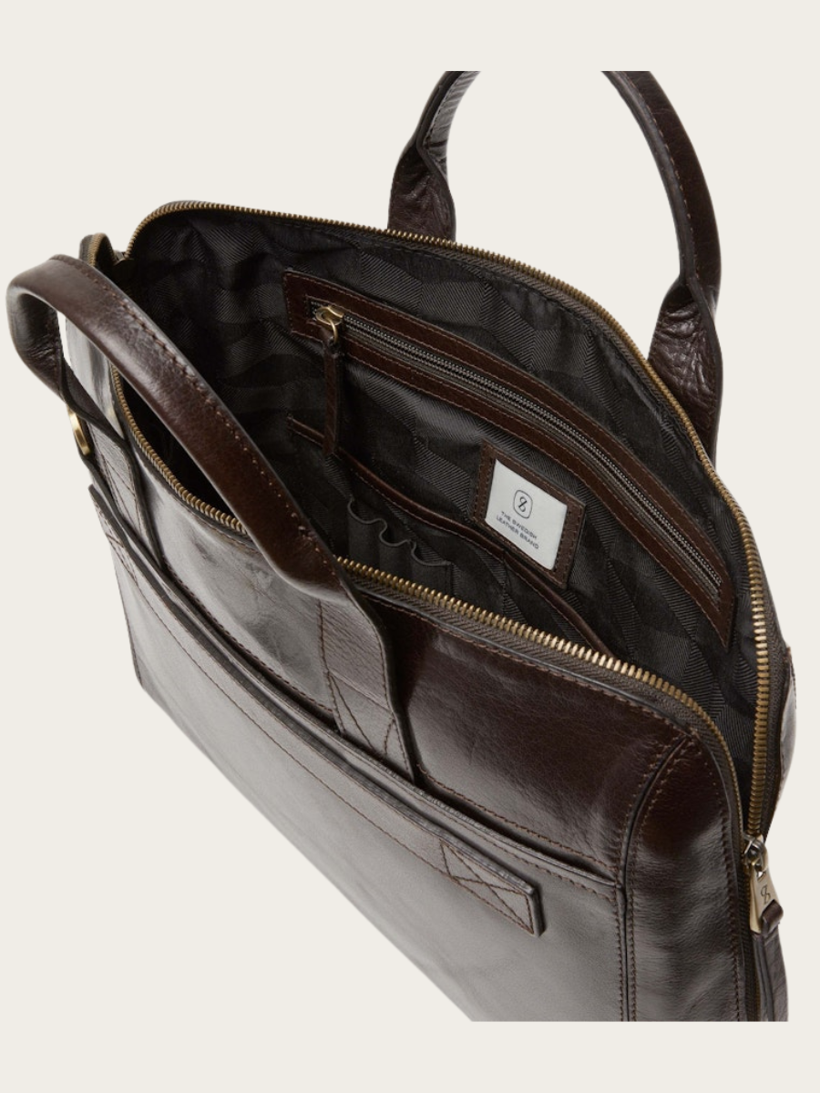 GUSTAV LAPTOP BAG, DARK BROWN