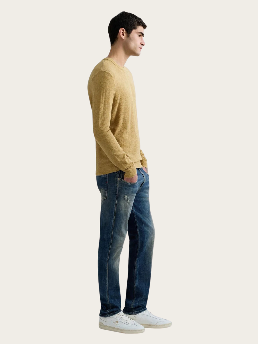 COTTON TERRY KNITTED SWEATER, DARK SAND