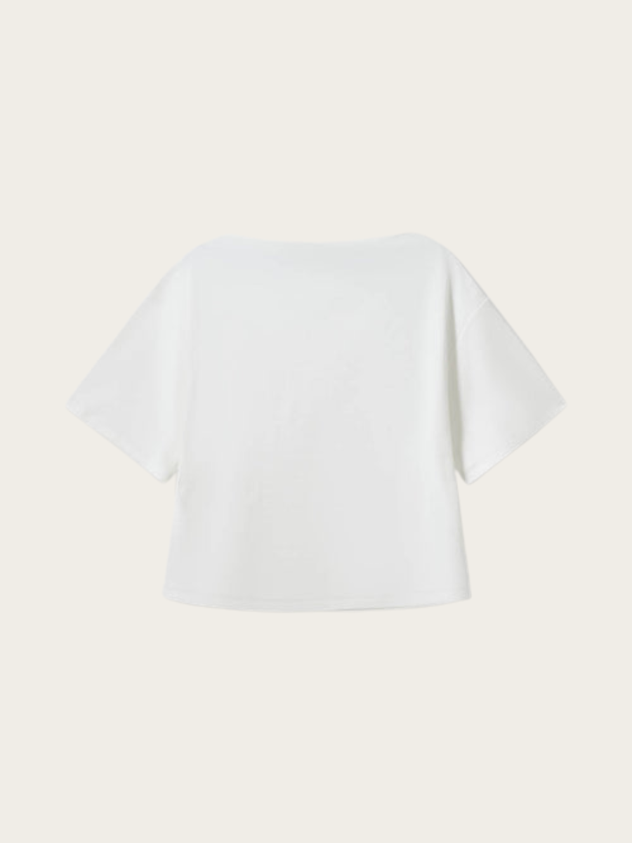 TEA BOATNECK T-SHIRT, OFF WHITE