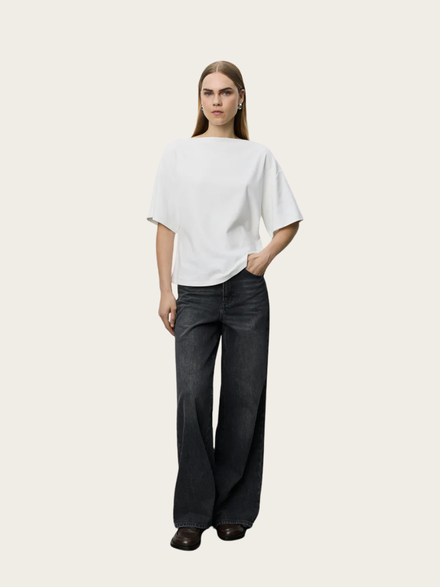 TEA BOATNECK T-SHIRT, OFF WHITE