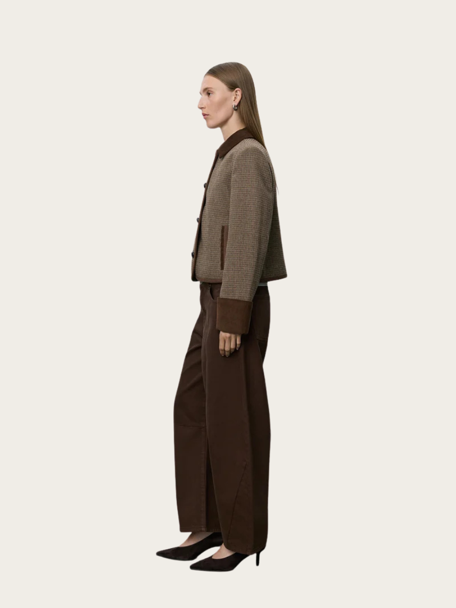 KAMIKKA SHORT JACKET, BROWN CHECK