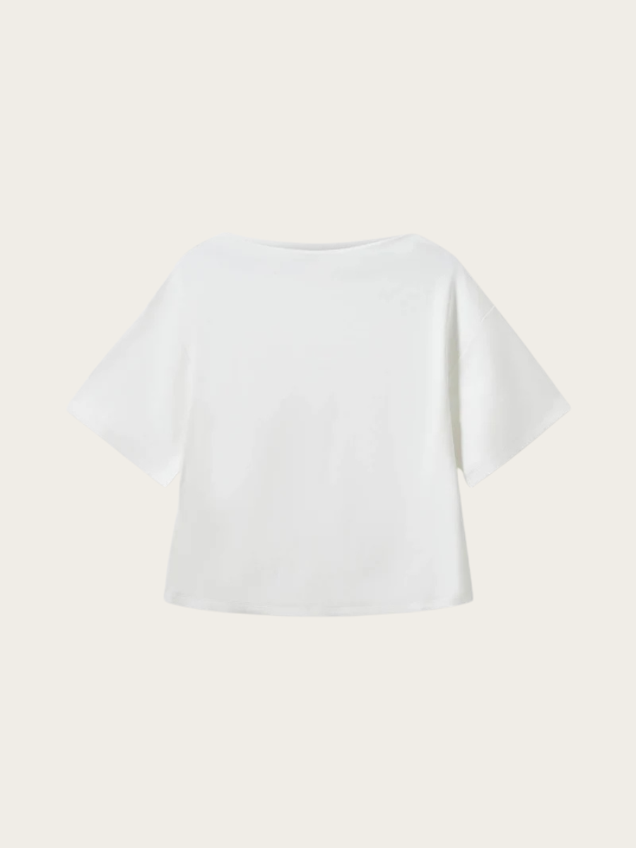 TEA BOATNECK T-SHIRT, OFF WHITE