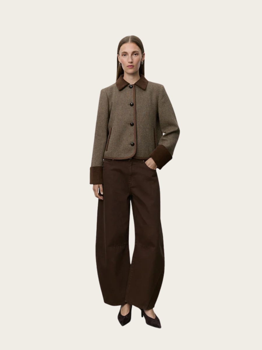 KAMIKKA SHORT JACKET, BROWN CHECK