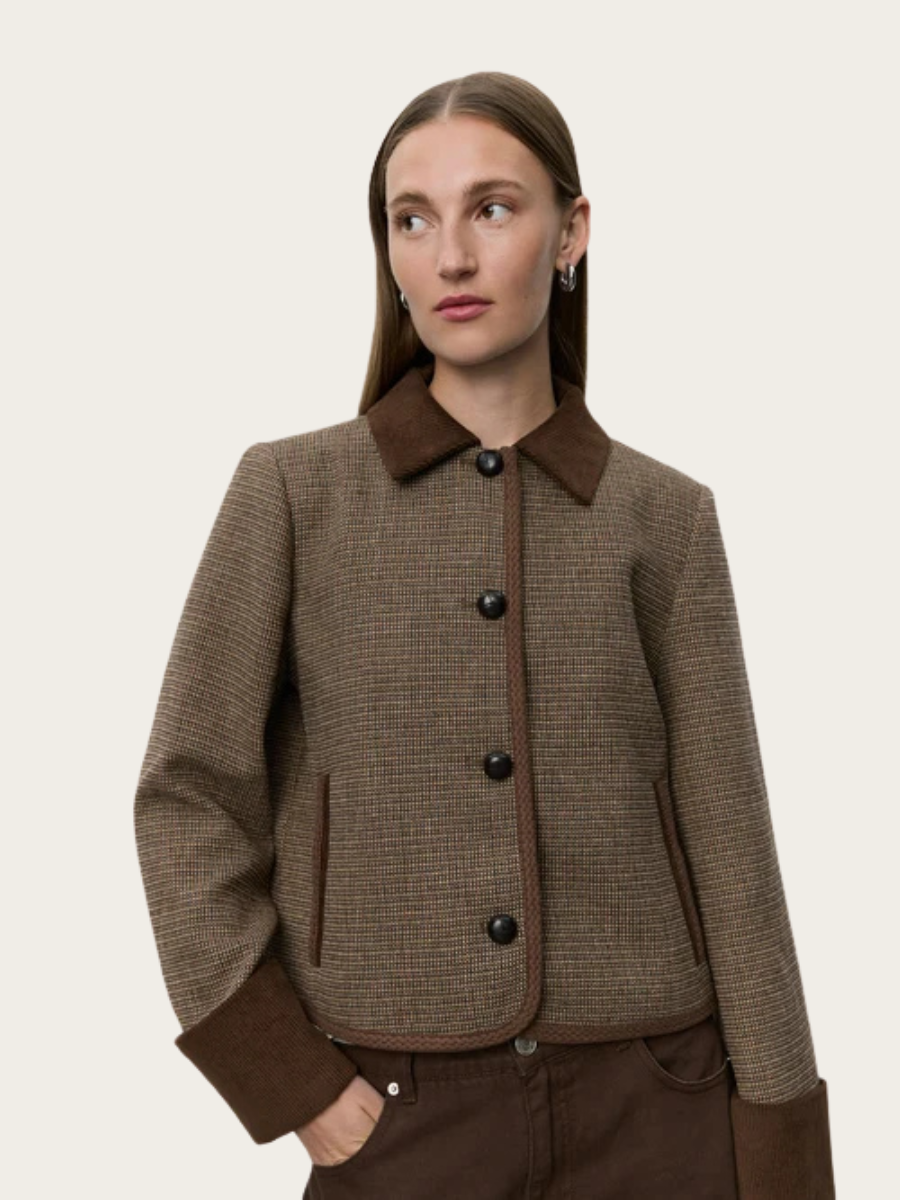 KAMIKKA SHORT JACKET, BROWN CHECK
