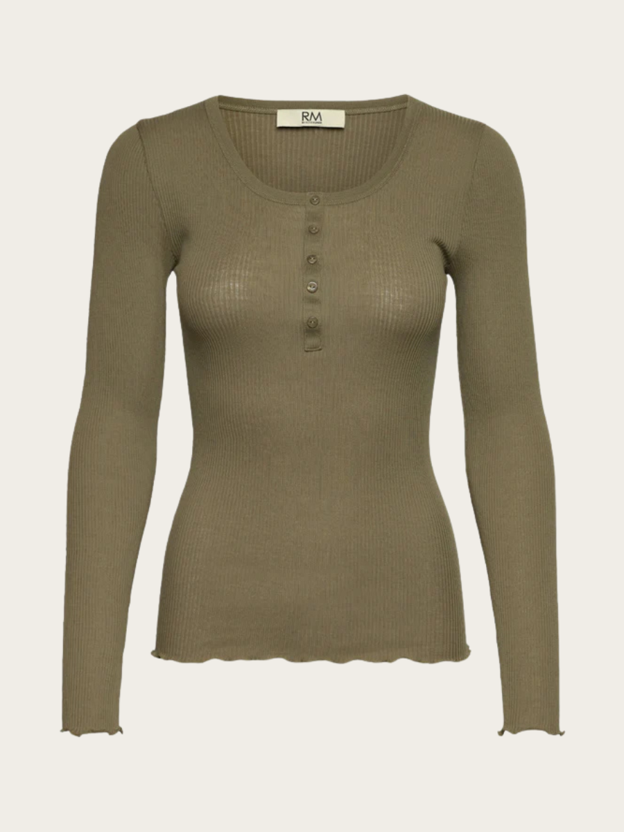 BALTA MODAL LS PLACKET T-SHIRT, DUSK GREEN
