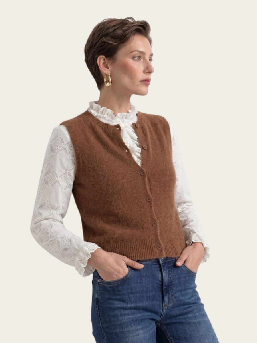 COZY CREW KNITTED VEST, HAZEL