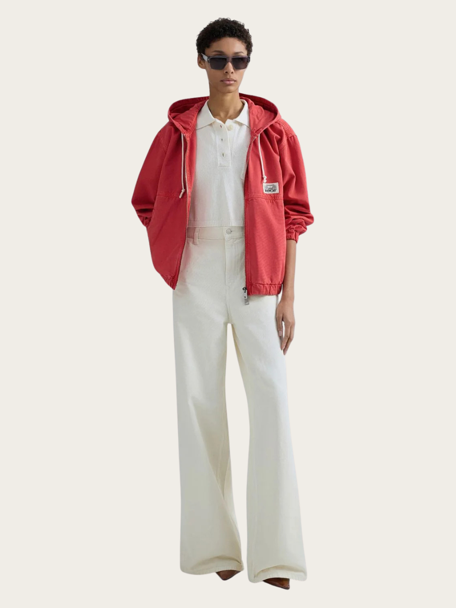 COTTON WIDE FIT JEANS, CHALK