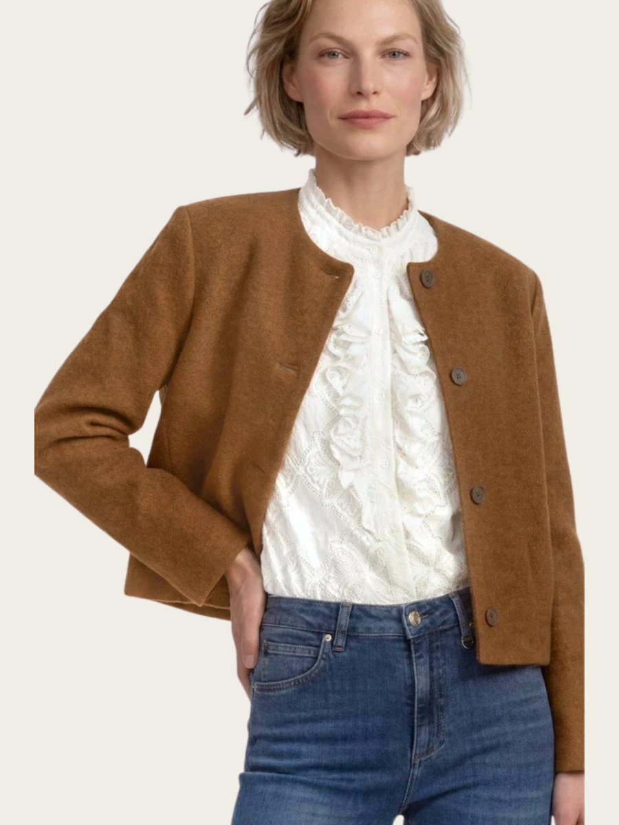 SHORT WOOL JACKET, HAZEL