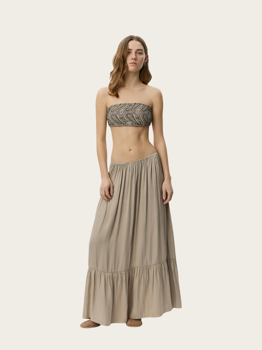 MILIA MAXI SKIRT, FEATHER GRAY