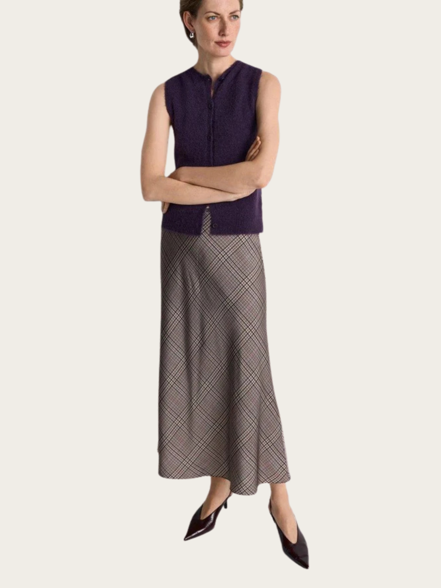 PRINTED SATIN SKIRT, HAZEL