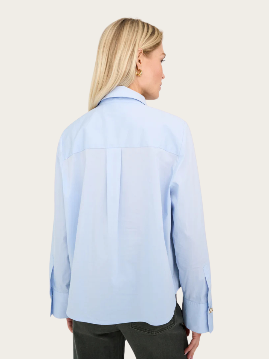 NYLA POPLIN DECO SHIRT, AIR BLUE