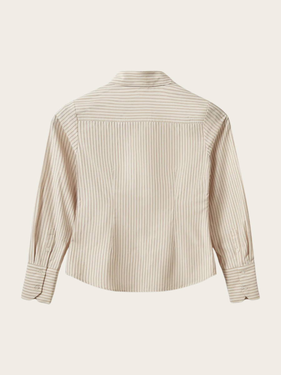 WILDA SLIM FIT SHIRT, LIGHT BROWN STRIPED