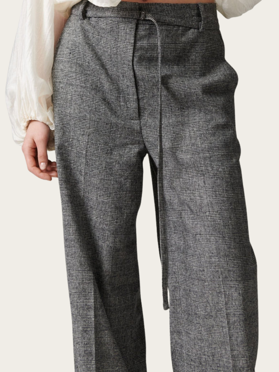 ELINA TARTAN PANTS, BLACK CHECK