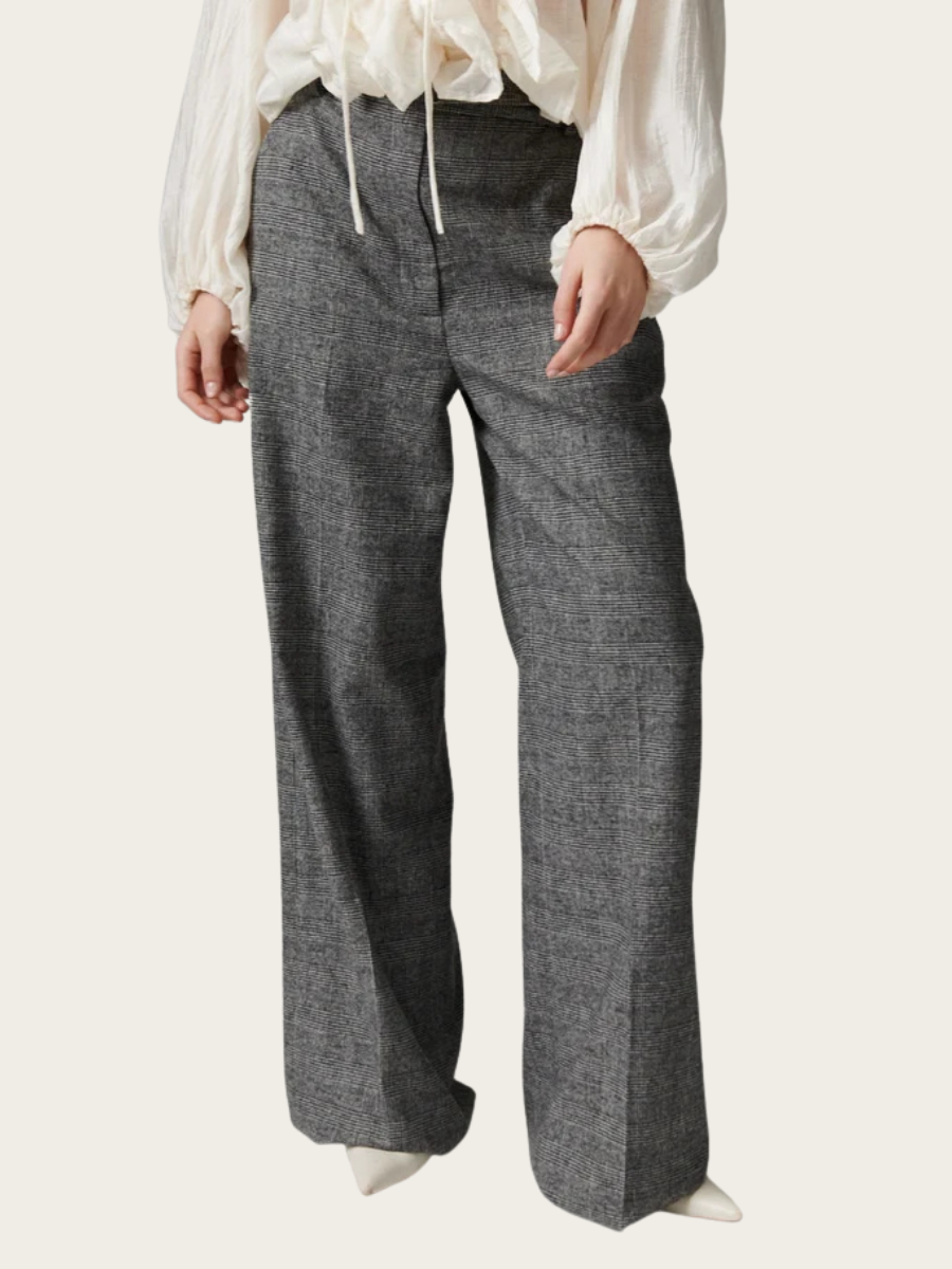 ELINA TARTAN PANTS, BLACK CHECK