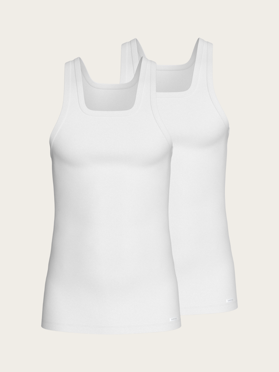 2-PK TANKTOP PURE COTTON, WHITE