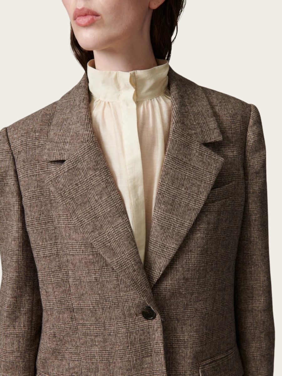 WALES TARTAN BLAZER, BROWN CHECK
