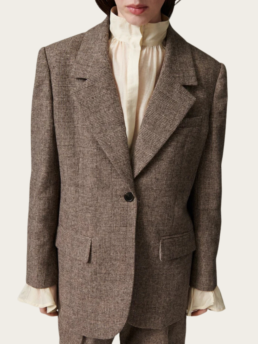 WALES TARTAN BLAZER, BROWN CHECK