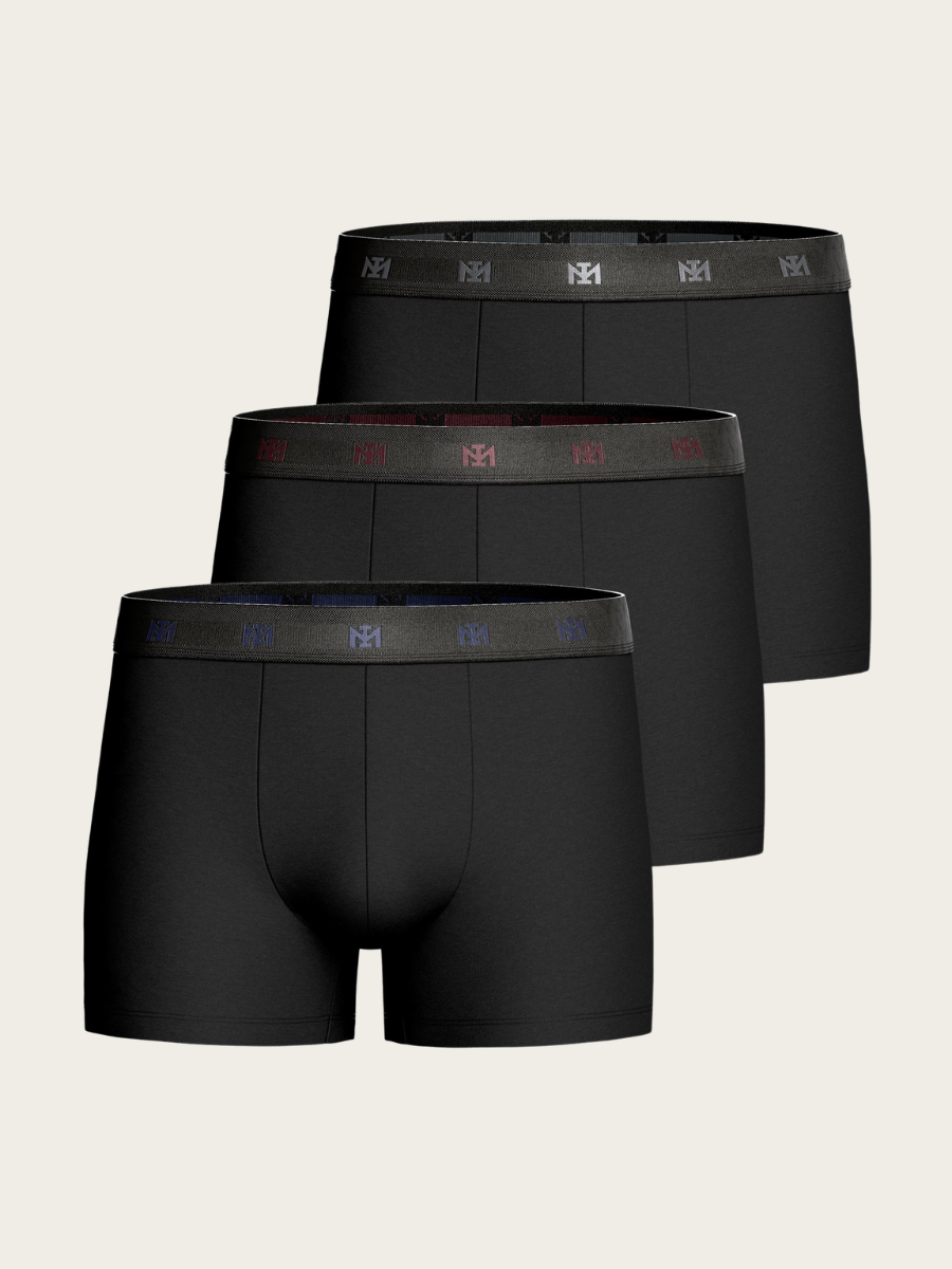 3-PK BOXERS COTTON STRETCH, BLACK,