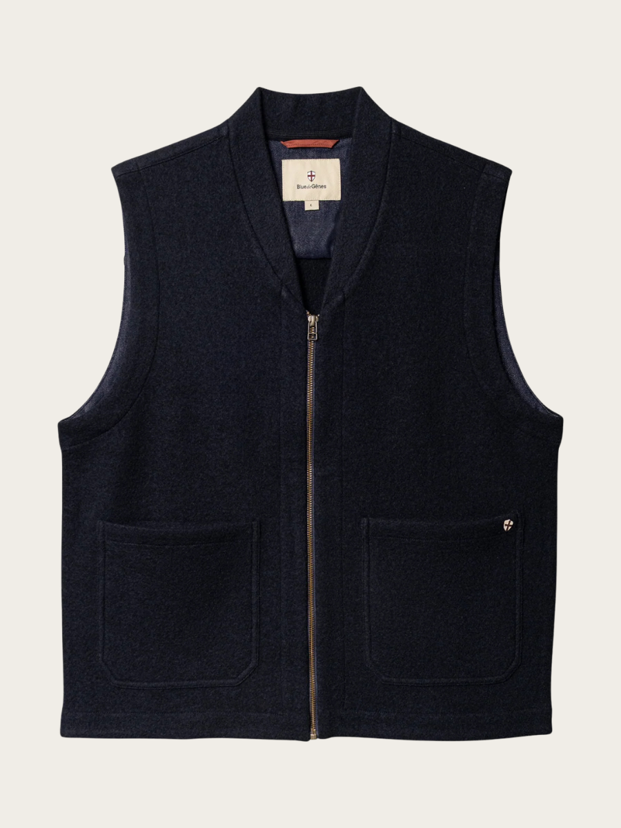 MUDOCK WOOL WAISTCOAT, DARK NAVY
