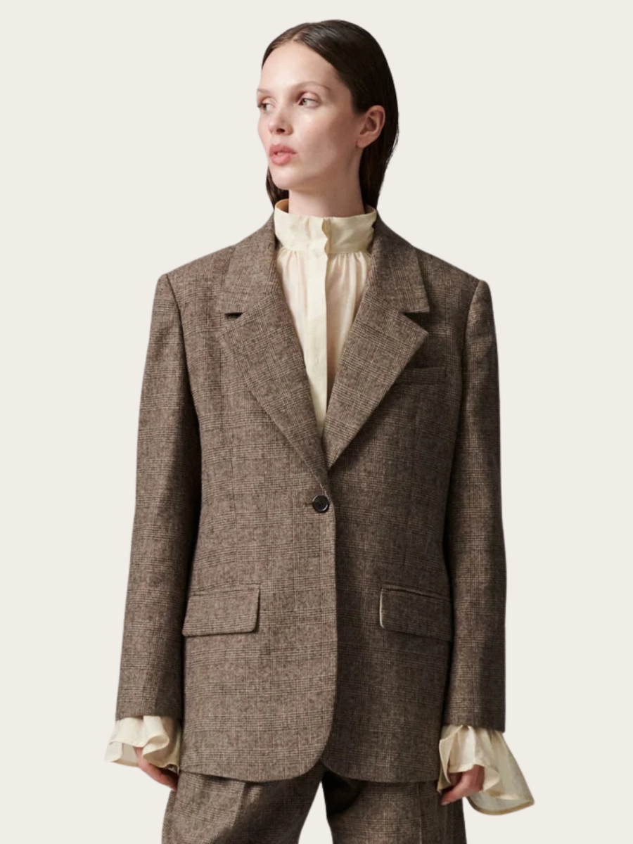 WALES TARTAN BLAZER, BROWN CHECK