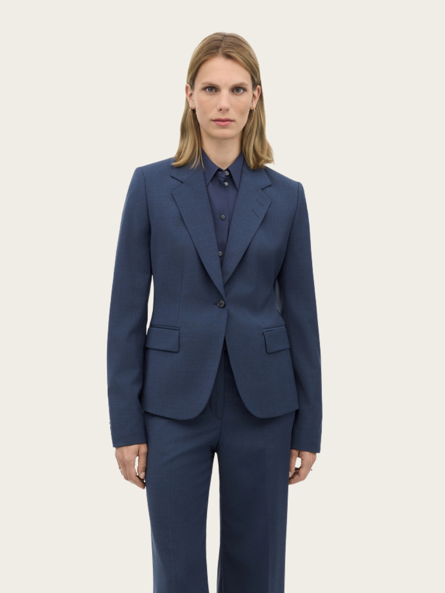 NANCY WOOL BLAZER, STEEL BLUE