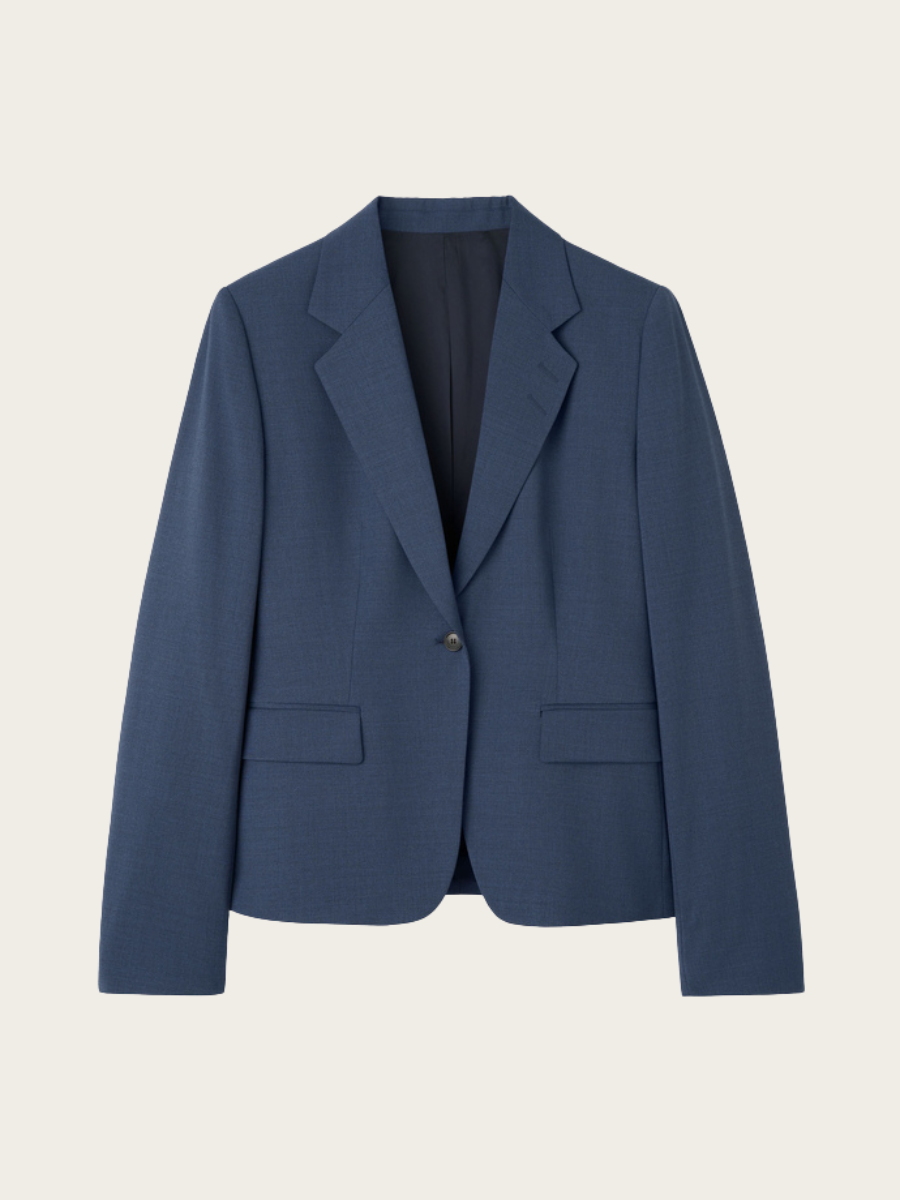 NANCY WOOL BLAZER, STEEL BLUE