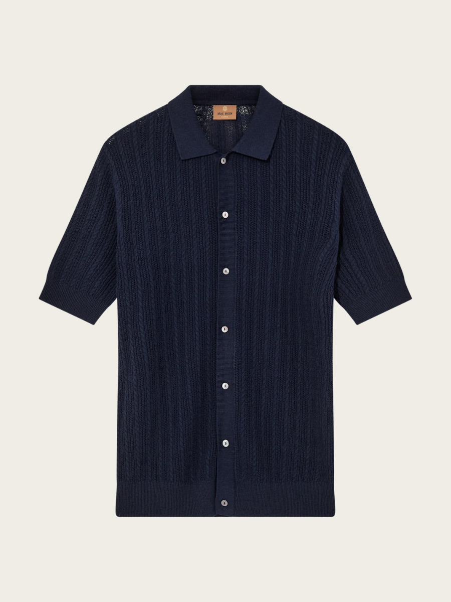 DARIO BUTTON SS POLO KNIT, ESTATE BLUE