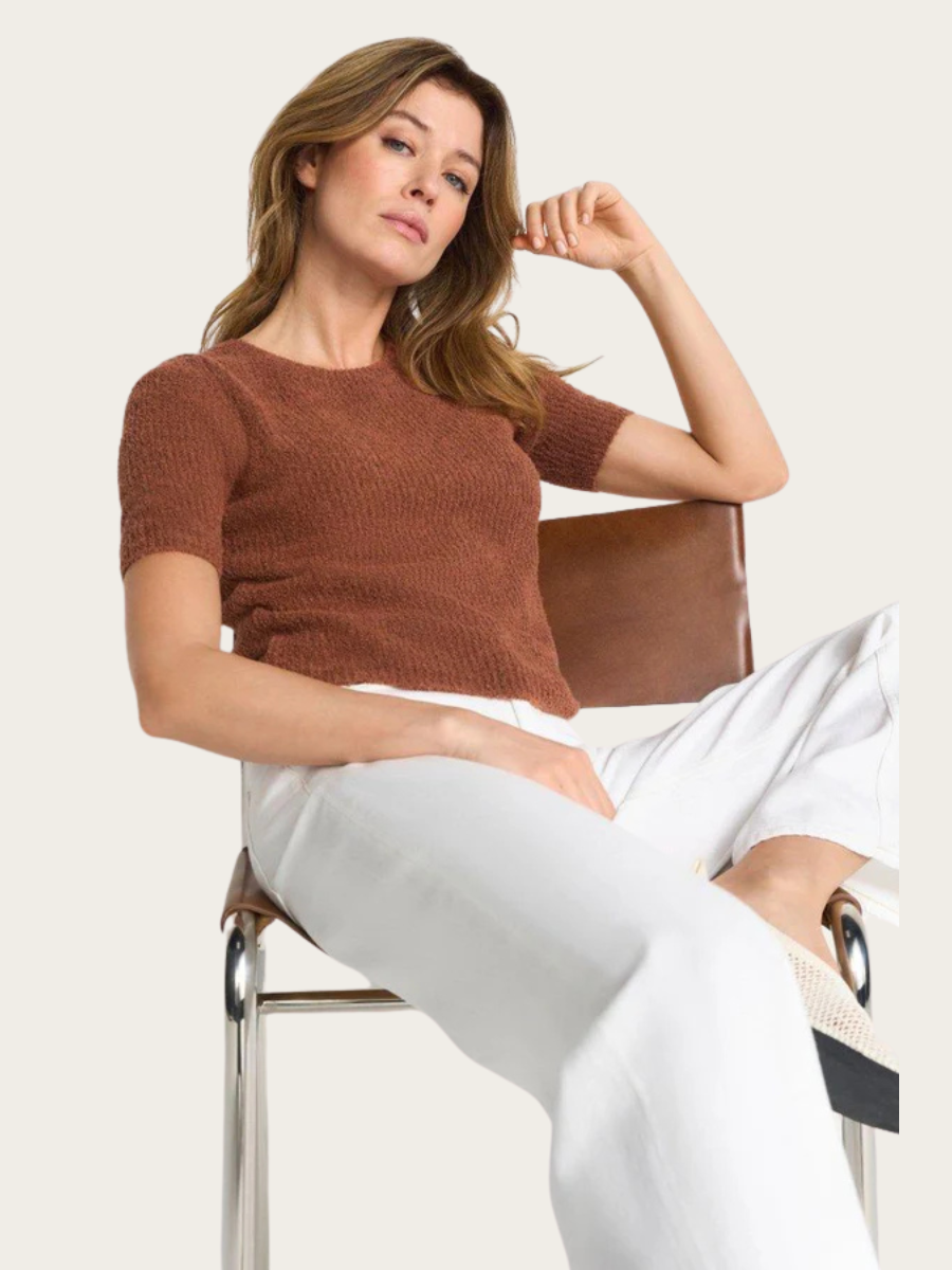 STRUCTURED TOWELLING SWEATER, COCONUT BARK