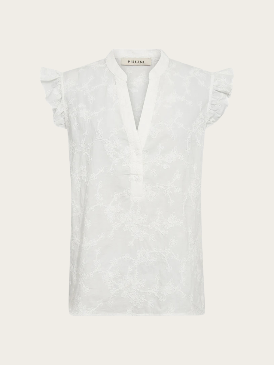 MILLIE SL TOP EMB., ECRU