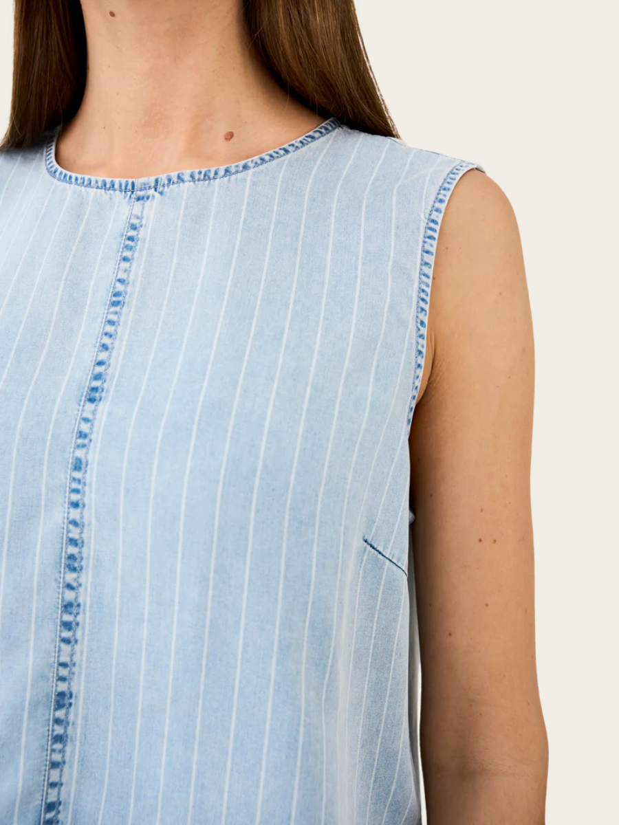 DREW DENIM STRIPE TOP, DENIM BLUE