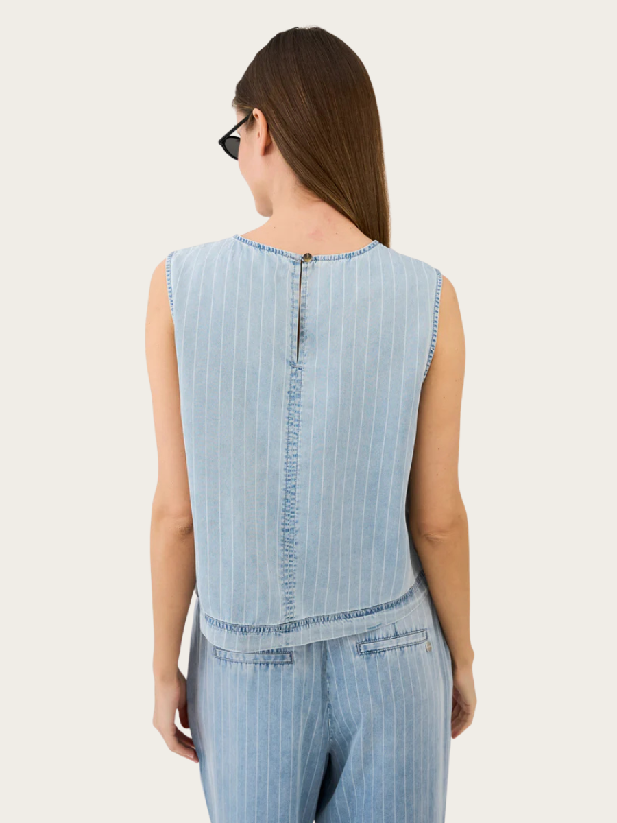 DREW DENIM STRIPE TOP, DENIM BLUE