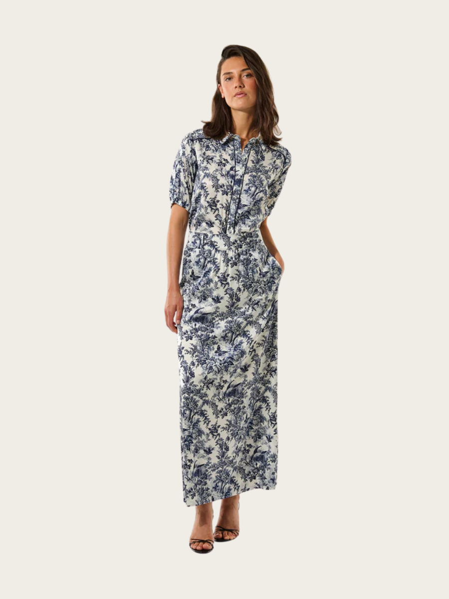 CELINA SKIRT WITH BELT, ROYAL GARDEN INK