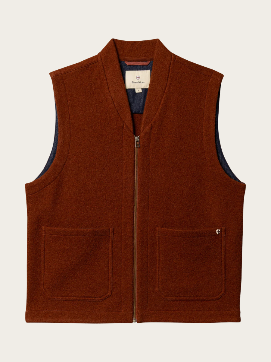 MUDOCK WOOL WAISTCOAT, GINGER BREAD ORANGE